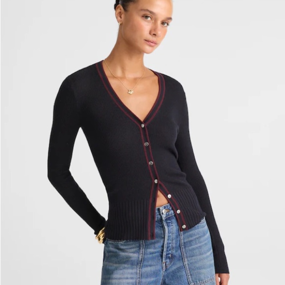 Madewell V-Neck Cardigan in Merino-Silk Blend in Dark Navy size XXS